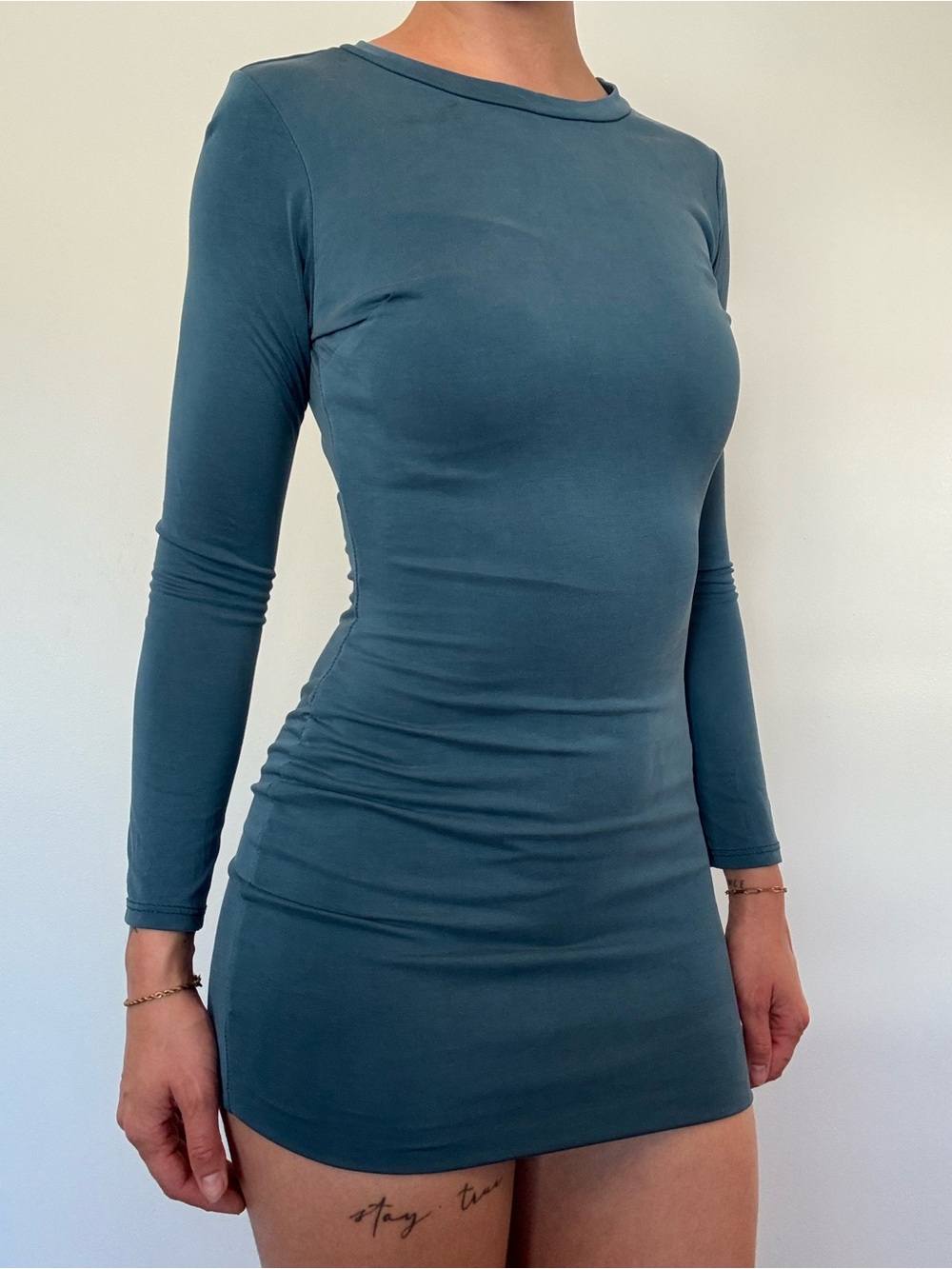 Sorella Teal Long-Sleeve Slim Dress